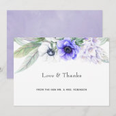Carte De Remerciements Pastel Violet Floral Mariage (Devant / Derrière)