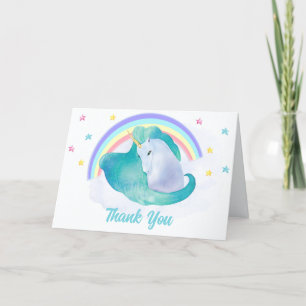 Carte De Remerciements Pastel Whimsical Star Unicorn Rainbow Baby shower