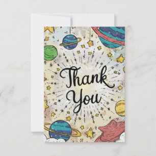 Carte De Remerciements Pastel Whimsical Starry Celestin