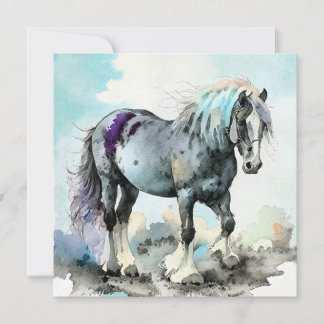 Carte De Remerciements Patient Shire Horse Watercolour