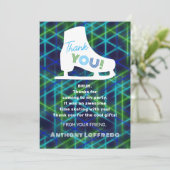 Carte De Remerciements Patinage sur glace Neon Glow Boys fête d'anniversa (Debout devant)