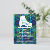 Carte De Remerciements Patinage sur glace Neon Glow Boys fête d'anniversa (Debout devant)