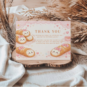 Carte De Remerciements Pâtisserie Cannoli Sucrée Bow 1er Anniversaire