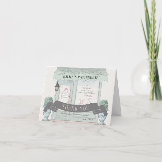 Carte De Remerciements pâtisserie Paris Vert Anniversaire (Devant)