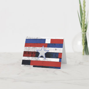 Carte De Remerciements Patriotic Star on Wooden Boards