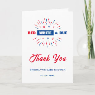 Carte De Remerciements Patriotique 4 Juillet Baby shower Rouge Blanc Et D