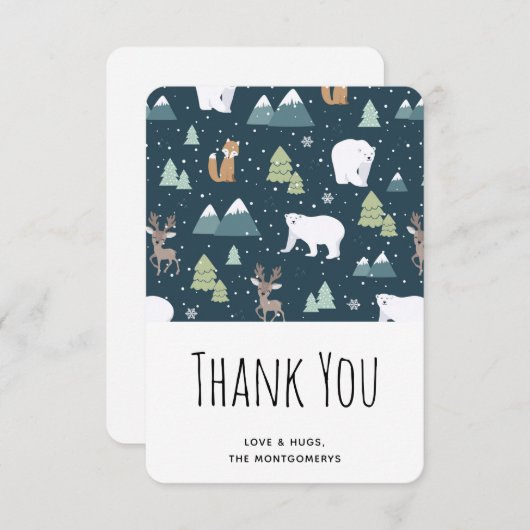 Carte De Remerciements Patterns de Cute Christma (Devant / Derrière)