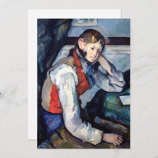 Carte De Remerciements Paul Cezanne - Garçon dans la veste rouge (Devant / Derrière)