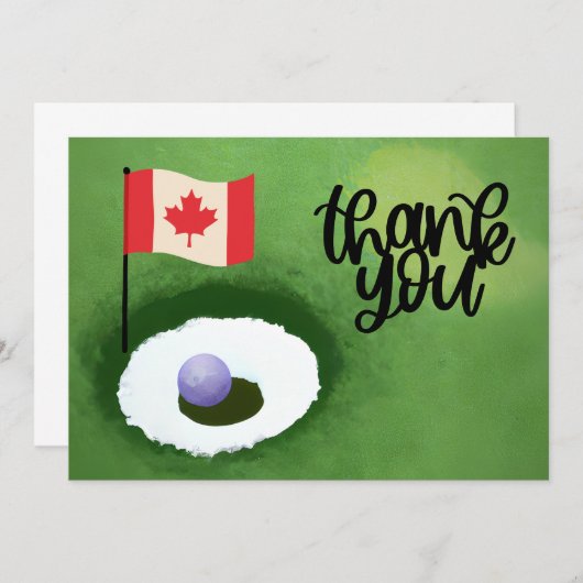 Carte De Remerciements Pavillon et balle de Golf Canada pour golfeur merc (Devant / Derrière)