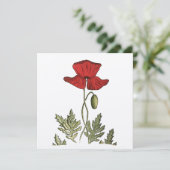Carte De Remerciements Pavot rouge (Debout devant)