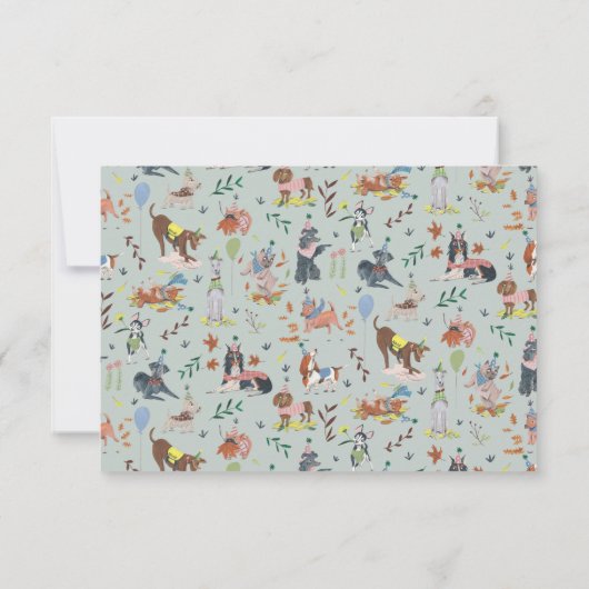 Carte De Remerciements Pawty Blue Chien Chien Chien Chien Chien Chiot fêt (Dos)