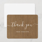 Carte De Remerciements Pays Burlap Wedding shower Anniversaire Rustique (Devant / Derrière)