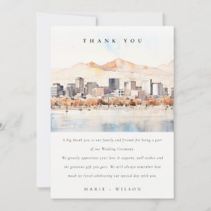 Carte De Remerciements Paysage aquarelle de mariage à Salt Lake City, Uta