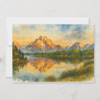 Carte De Remerciements Paysage aquarelle de montagne réfléchissant l'eau 