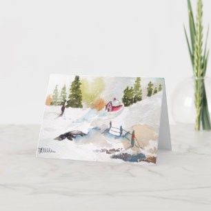 Carte De Remerciements Paysage de campagne à l'aquarelle Noël