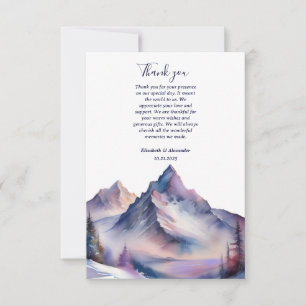 Carte De Remerciements Paysage des montagnes couvertes de neige mariage