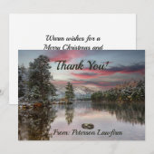 Carte De Remerciements Paysage enneigé de remerciement de Noël pour les e (Devant / Derrière)