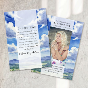 Carte De Remerciements Paysage Nuages Photo Sympathy Funeral Memorial