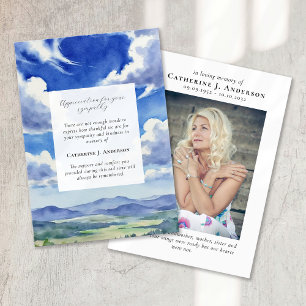 Carte De Remerciements Paysage Sky Memorial Photo Sympathy Funérailles