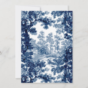 Carte De Remerciements Paysage vintage du chalet Toile-Bleu & Blanc