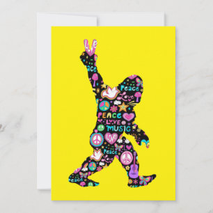 Carte De Remerciements Peace Love Bigfoot Hippie Funny Bigfoot Lover