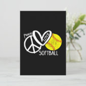 Carte De Remerciements Peace Love Softball Vector SKY (Debout devant)