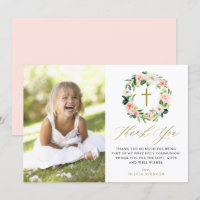 Peach Floral Wreath Photo First Holy Communion