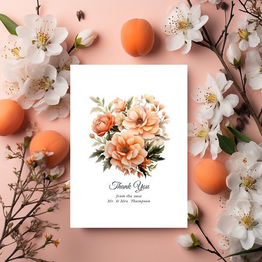 Carte De Remerciements Peach Fuzz Floral Mariage