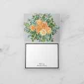 Carte De Remerciements Peach Grey Mariage Spring Floral (Intérieur)
