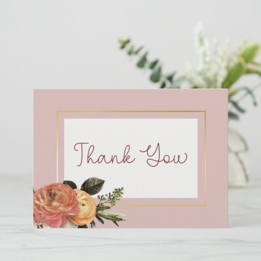 Carte De Remerciements Peach Mimosa Blooms Floral Mariage (Debout devant)