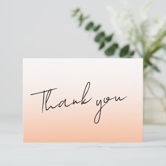 Carte De Remerciements Peach Orange Fuzz Élégant Mariage manuscrit (Debout devant)