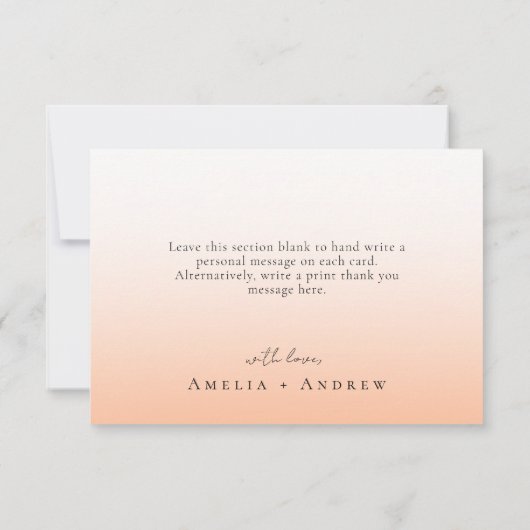 Carte De Remerciements Peach Orange Fuzz Élégant Mariage manuscrit (Dos)