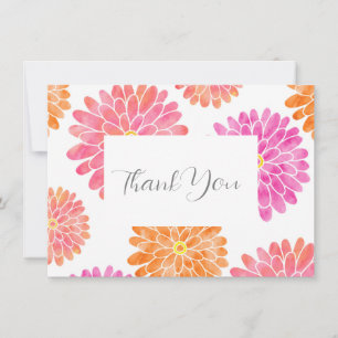 Carte De Remerciements Peach rose orange aquarelle Zinnia Motif