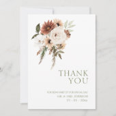 Carte De Remerciements Peach Rustic Terracotta Verdure Mariage Floral (Devant)