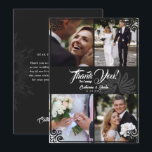 Carte De Remerciements Peacock Art Déco moderne Noir 4 Mariage photo<br><div class="desc">Dites "merci" avec un brin de glamour Art Déco ! Ce Carte de remerciements Mariage à thème Peacock, en noir et blanc classique, est la façon parfaite d'express votre gratitude avec un soupçon de l'ère Gatsby. Avec de la place pour quatre photos chères, c'est un souvenir de votre journée spéciale...</div>