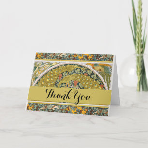 Carte De Remerciements Peacock Art Nouveau Style rond design complexe
