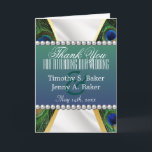Carte De Remerciements Peacock avec Drapery Gold Silver<br><div class="desc">.</div>
