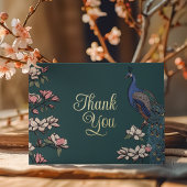 Carte de remerciements Peacock Turquoise et or rus