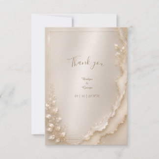 Carte De Remerciements Pearl Gold metallic Coastal Wedding Botanicals