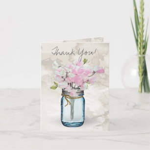 CARTE DE REMERCIEMENTS PEAS ROSE DOUX VINTAGE MASON JAR WATERCOLOR