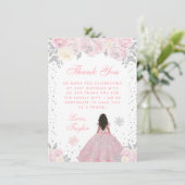 Carte De Remerciements Peau rose foncée hiver Princesse (Debout devant)