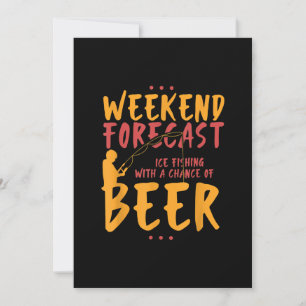 Carte De Remerciements Pêche à la ligne et à la glace avec bière