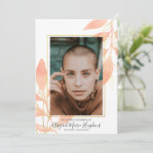 Carte De Remerciements Pêche Dorée Florale En Souvenir Affectueux Funérai (Debout devant)