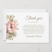 Carte De Remerciements Pêche pâle et Mariage floral rose pâle (Dos)