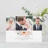 Carte De Remerciements Pêcher Floral Mariage 3 Photos (Debout devant)