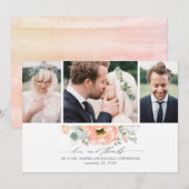 Carte De Remerciements Pêcher Floral Mariage 3 Photos (Devant / Derrière)