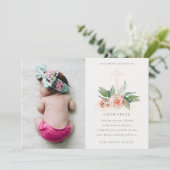 Carte De Remerciements Pêcher Rose Floral Photo Godmère Proposition Invit (Debout devant)