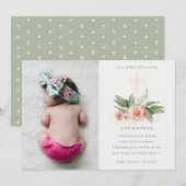 Carte De Remerciements Pêcher Rose Floral Photo Godmère Proposition Invit (Devant / Derrière)