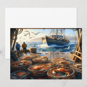 Carte De Remerciements Pêcheurs à la Twilight ramassant des crabes