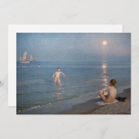 Carte De Remerciements Peder Severin Kroyer - Garçons se baignant à Skage (Devant / Derrière)